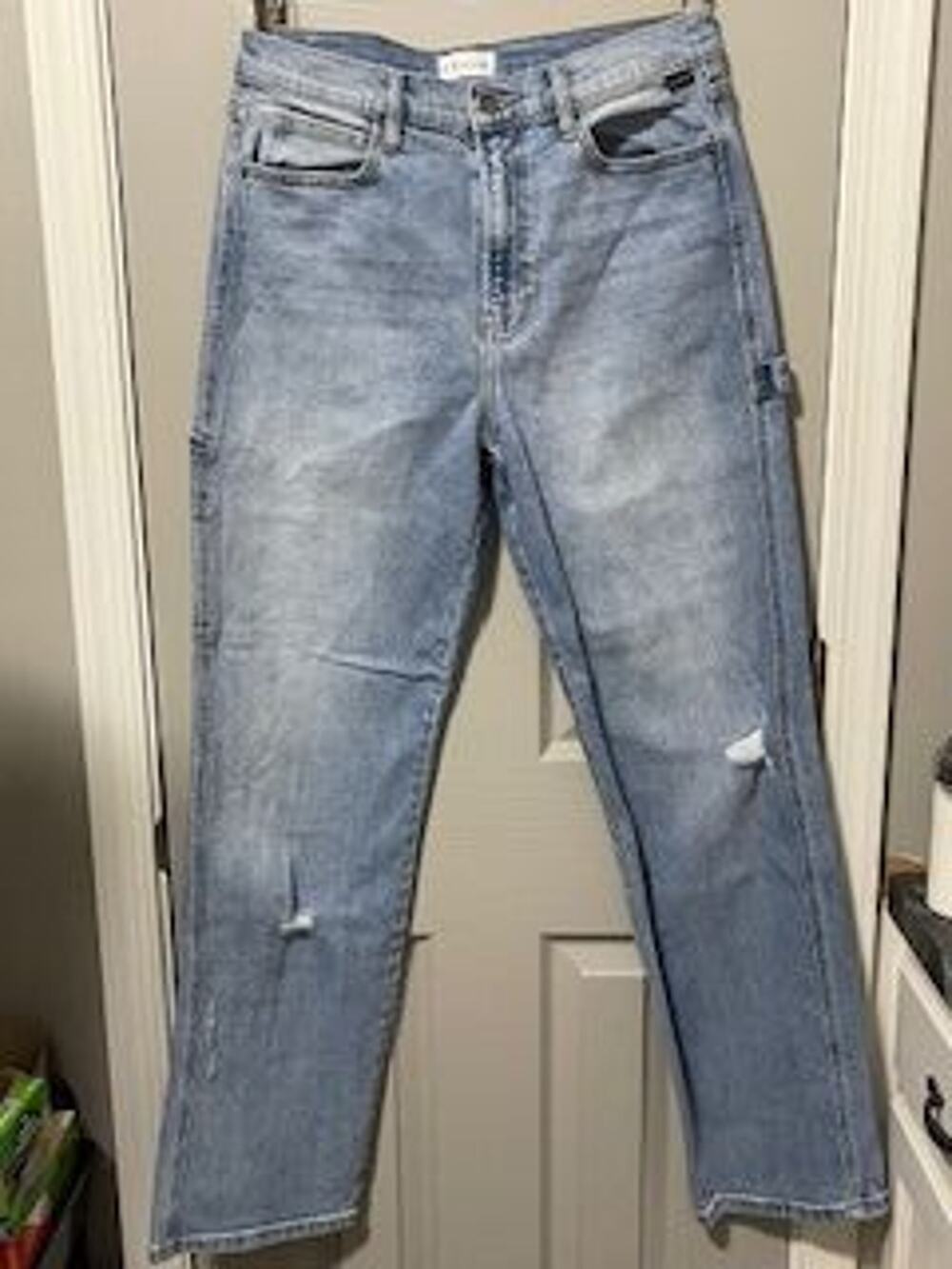 #B1092 PRE-LOVED Cello high rise straight leg jeans with distressing size 11